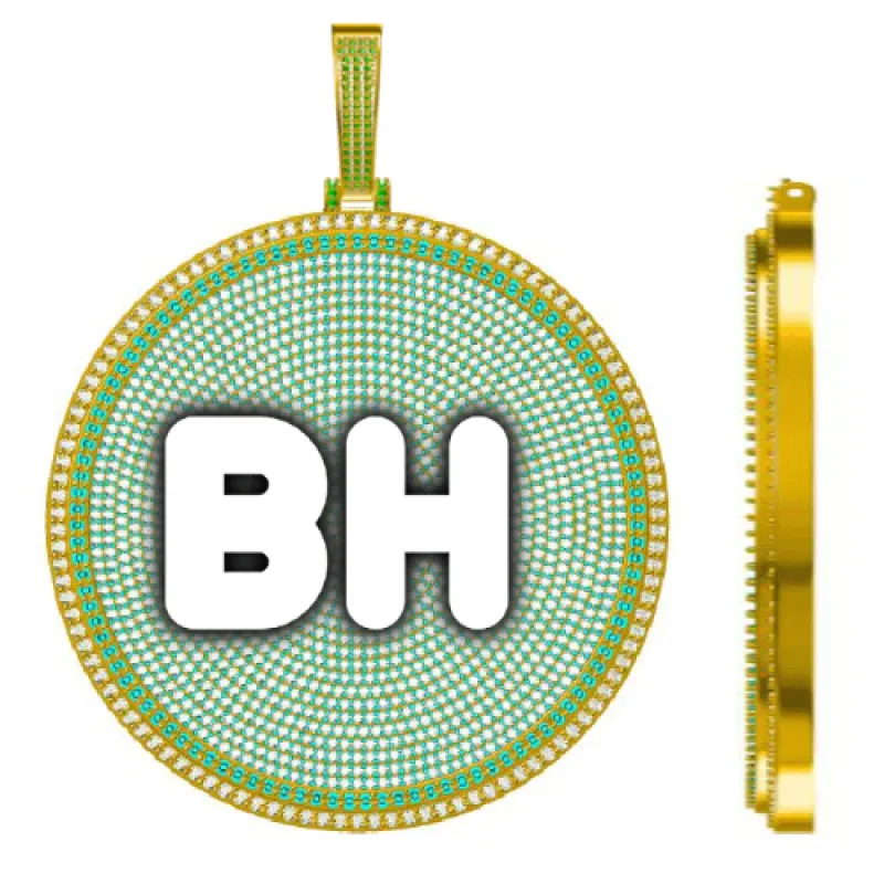 CUSTOM LETTER NECKLACE 3D BIG DISC sold by The GUU Shop