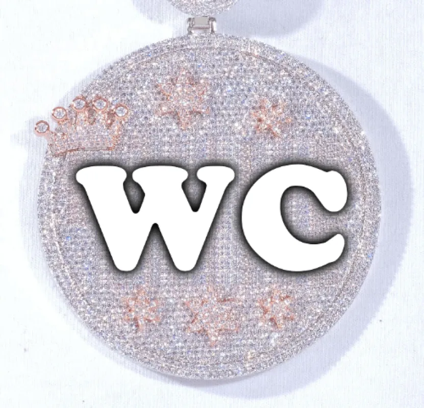 CUSTOM LETTER NECKLACE 3D BIG CROWN DISC sold by The GUU Shop