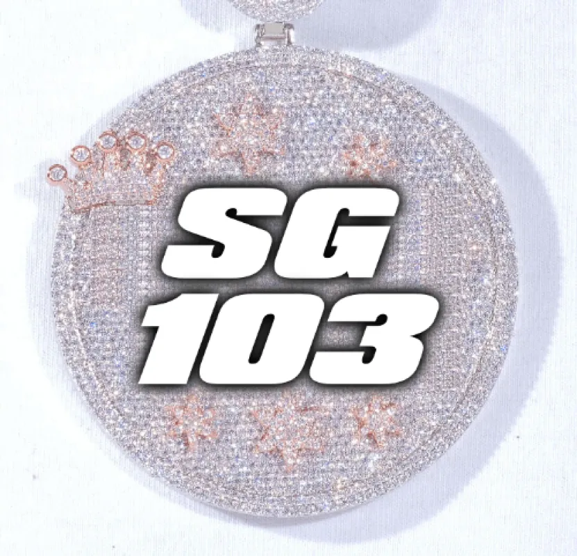 CUSTOM LETTER NECKLACE 3D BIG CROWN DISC sold by The GUU Shop