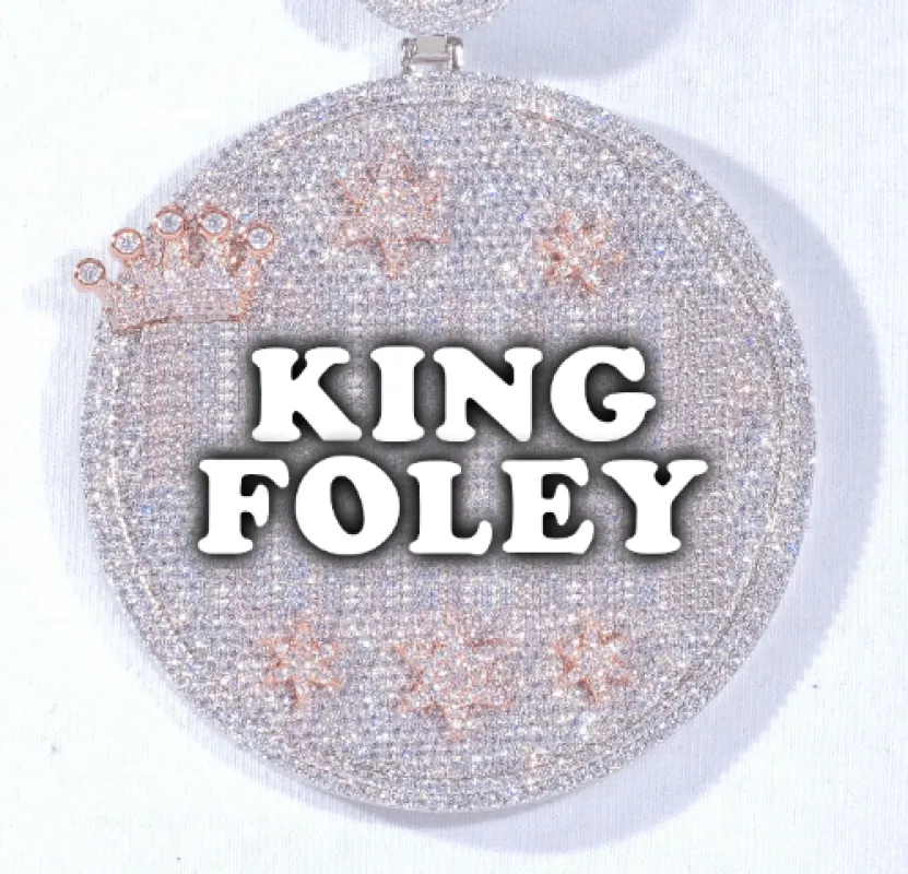 CUSTOM LETTER NECKLACE 3D BIG CROWN DISC sold by The GUU Shop