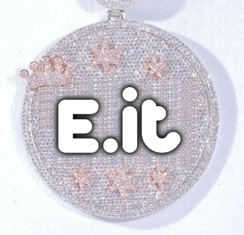 CUSTOM LETTER NECKLACE 3D BIG CROWN DISC sold by The GUU Shop