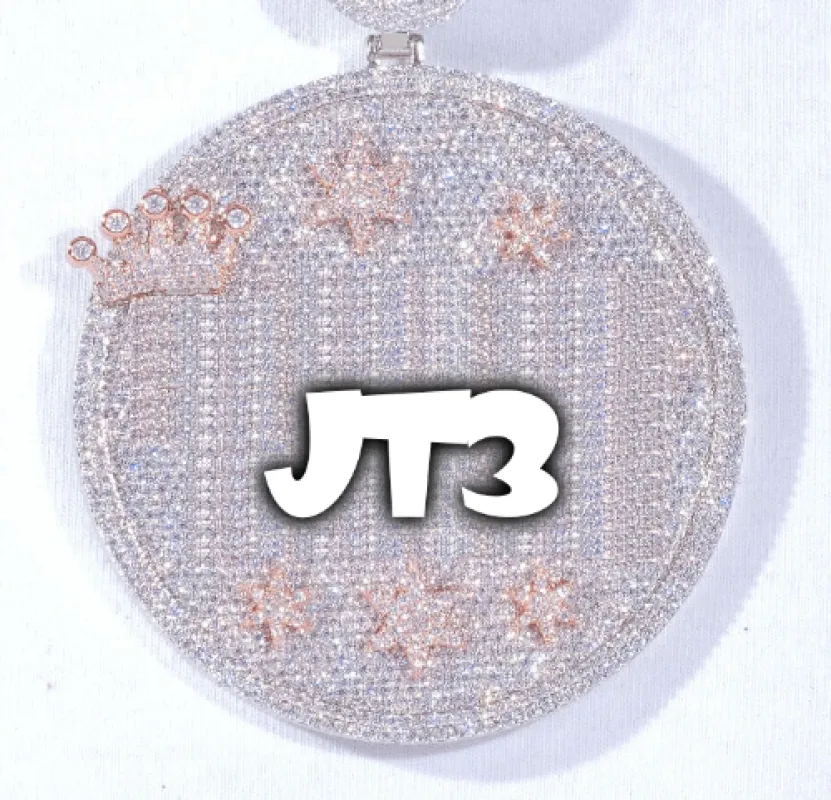 CUSTOM LETTER NECKLACE 3D BIG CROWN DISC sold by The GUU Shop