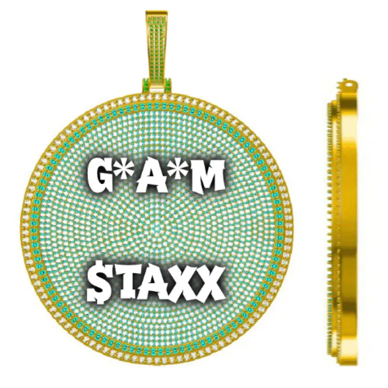 CUSTOM LETTER NECKLACE 3D BIG DISC sold by The GUU Shop