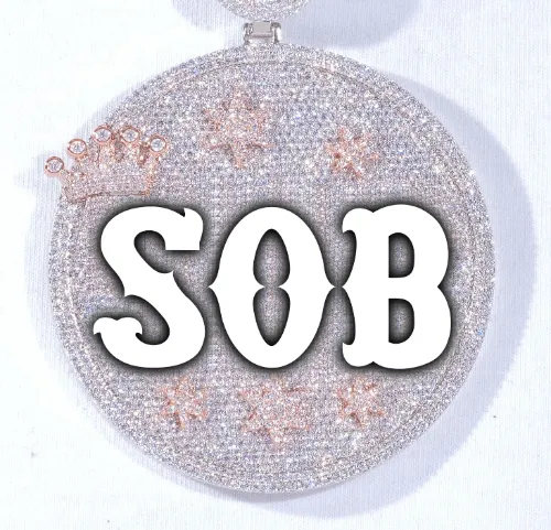 CUSTOM LETTER NECKLACE 3D BIG CROWN DISC sold by The GUU Shop