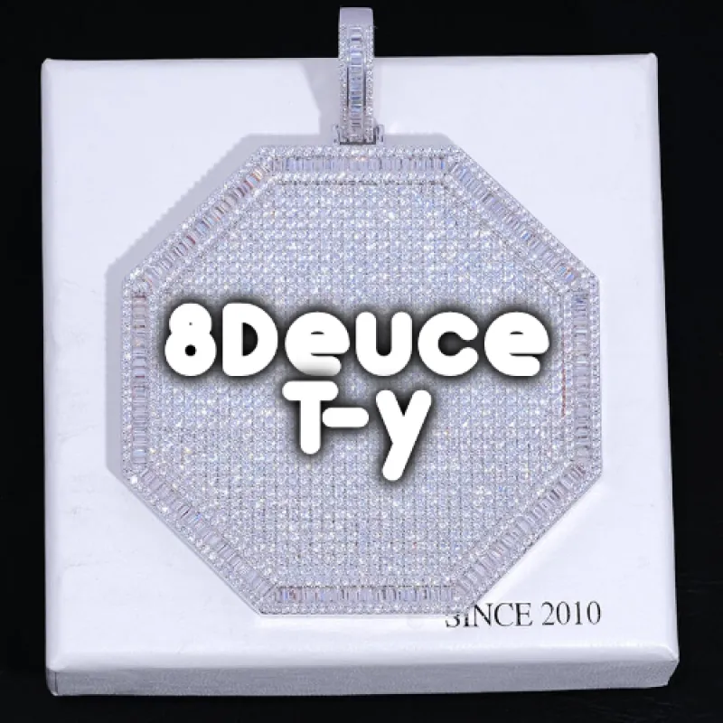 CUSTOM LETTER NECKLACE 3D BIG OCTAGON sold by The GUU Shop