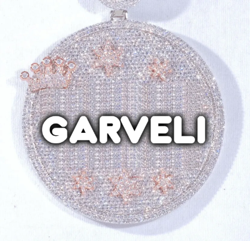 CUSTOM LETTER NECKLACE 3D BIG CROWN DISC sold by The GUU Shop