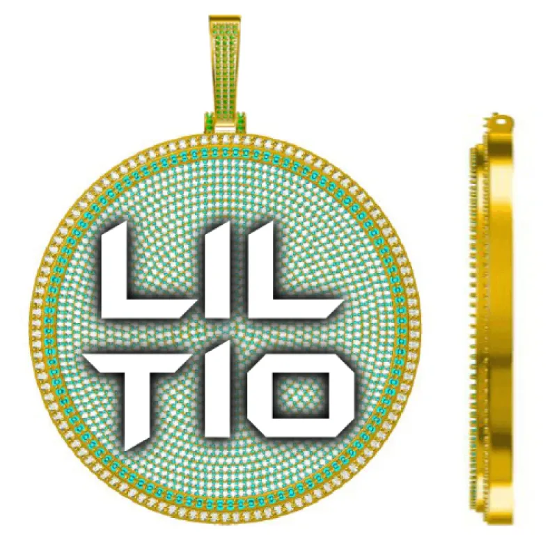 CUSTOM LETTER NECKLACE 3D BIG DISC sold by The GUU Shop