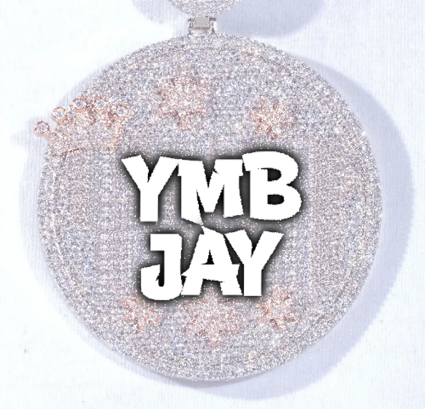 CUSTOM LETTER NECKLACE 3D BIG CROWN DISC sold by The GUU Shop