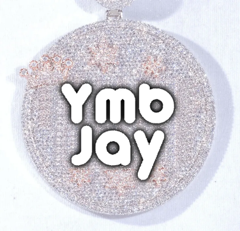 CUSTOM LETTER NECKLACE 3D BIG CROWN DISC sold by The GUU Shop