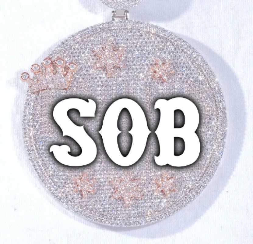 CUSTOM LETTER NECKLACE 3D BIG CROWN DISC sold by The GUU Shop