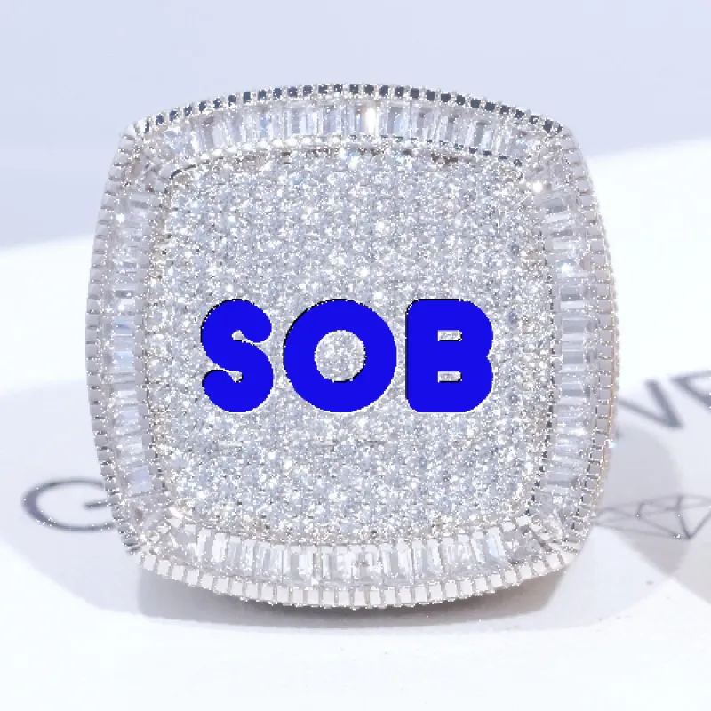 CUSTOM LETTER 3D ICED RING sold by The GUU Shop