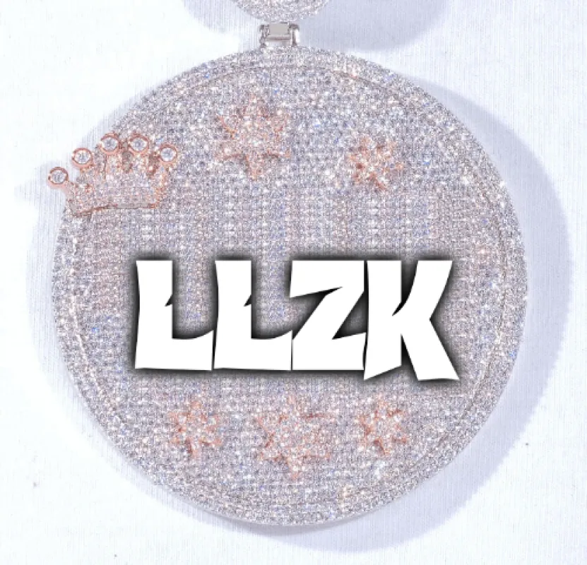 CUSTOM LETTER NECKLACE 3D BIG CROWN DISC sold by The GUU Shop