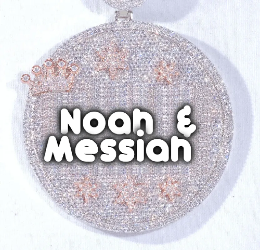 CUSTOM LETTER NECKLACE 3D BIG CROWN DISC sold by The GUU Shop