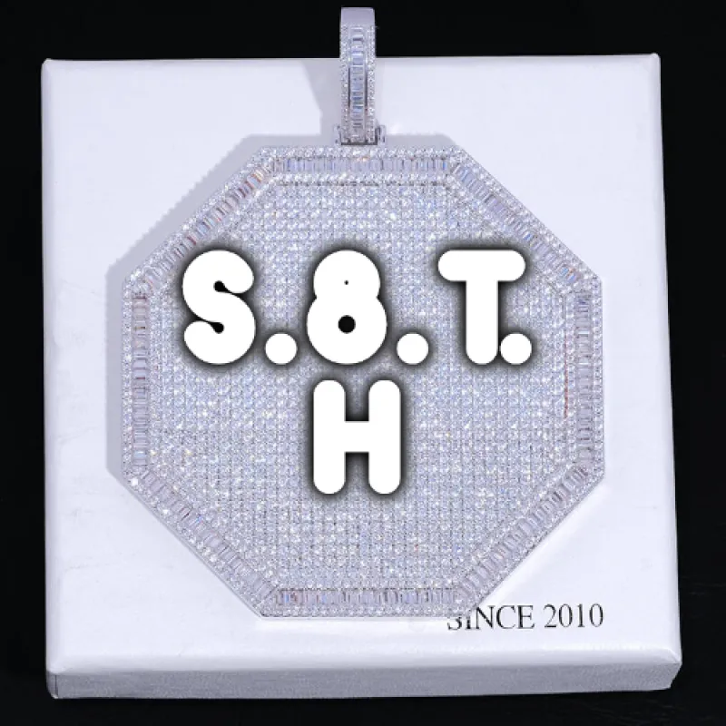 CUSTOM LETTER NECKLACE 3D BIG OCTAGON sold by The GUU Shop