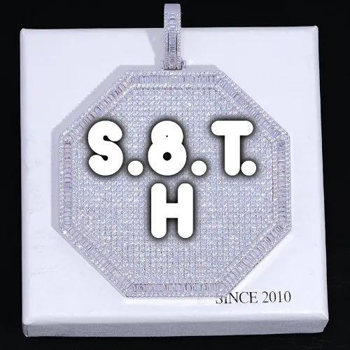 CUSTOM LETTER NECKLACE 3D BIG OCTAGON sold by The GUU Shop
