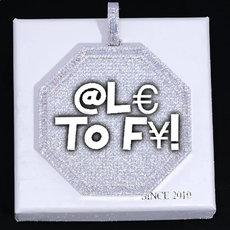 CUSTOM LETTER NECKLACE 3D BIG OCTAGON sold by The GUU Shop