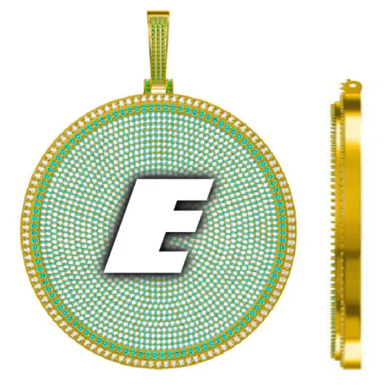 CUSTOM LETTER NECKLACE 3D BIG DISC sold by The GUU Shop