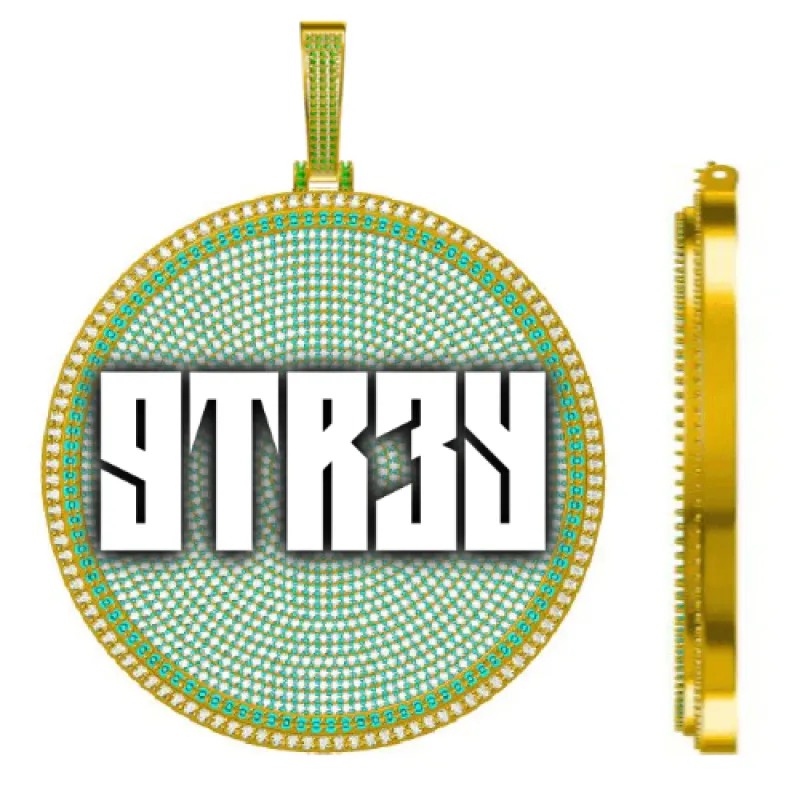 CUSTOM LETTER NECKLACE 3D BIG DISC sold by The GUU Shop