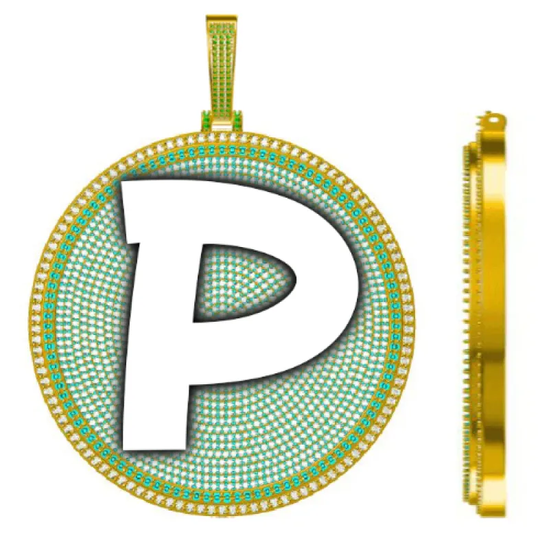 CUSTOM LETTER NECKLACE 3D BIG DISC sold by The GUU Shop