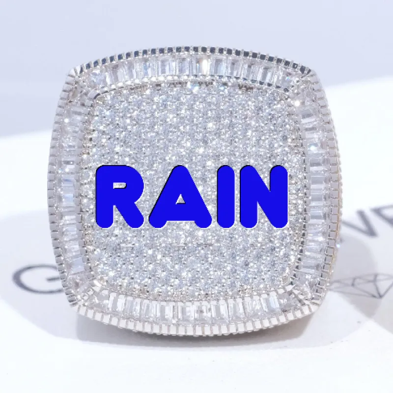 CUSTOM LETTER 3D ICED RING sold by The GUU Shop