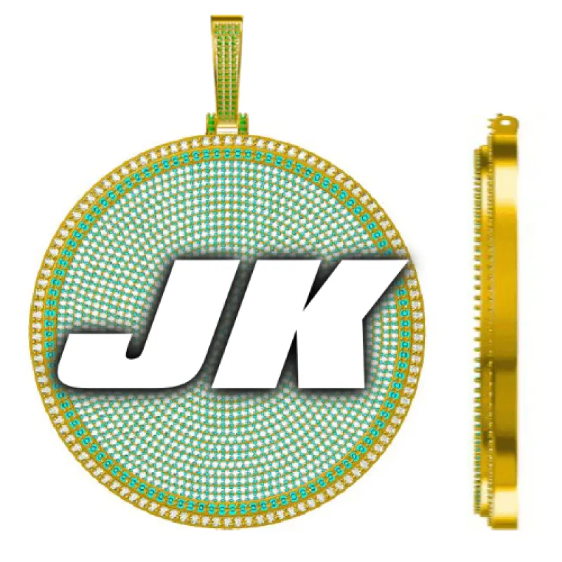 CUSTOM LETTER NECKLACE 3D BIG DISC sold by The GUU Shop