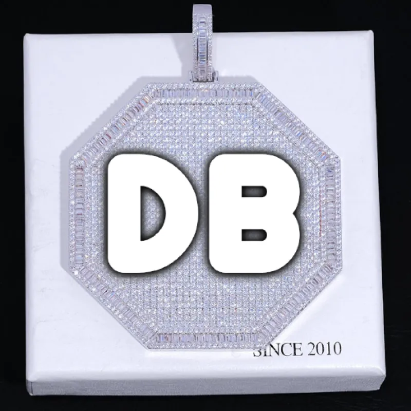 CUSTOM LETTER NECKLACE 3D BIG OCTAGON sold by The GUU Shop