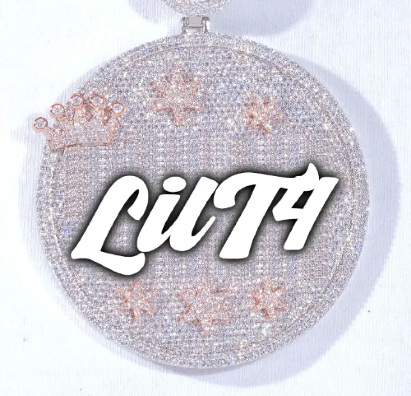 CUSTOM LETTER NECKLACE 3D BIG CROWN DISC made by The GUU Shop