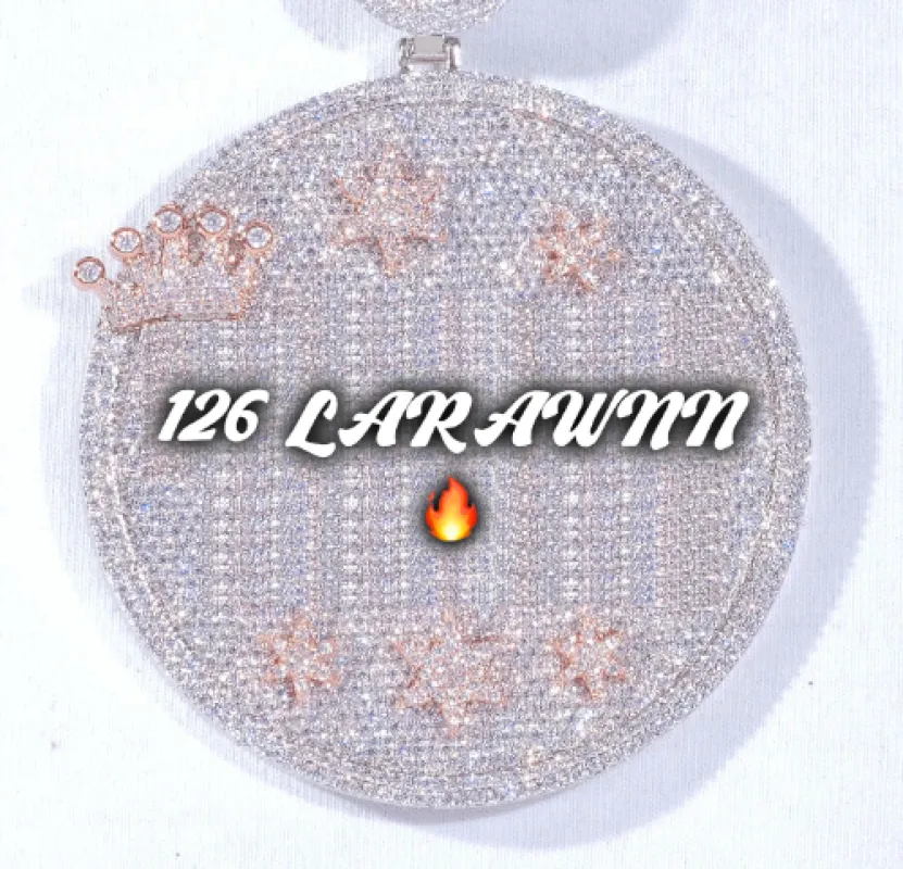 CUSTOM LETTER NECKLACE 3D BIG CROWN DISC sold by The GUU Shop