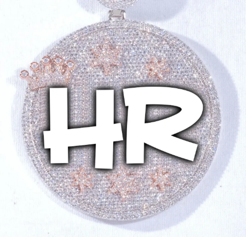 CUSTOM LETTER NECKLACE 3D BIG CROWN DISC sold by The GUU Shop