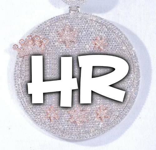 CUSTOM LETTER NECKLACE 3D BIG CROWN DISC sold by The GUU Shop