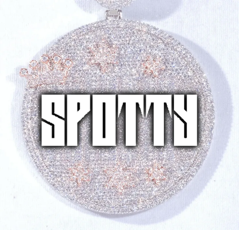 CUSTOM LETTER NECKLACE 3D BIG CROWN DISC sold by The GUU Shop