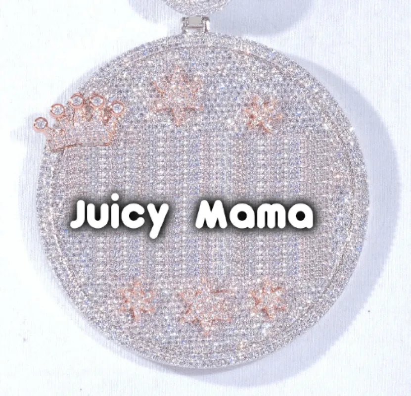 CUSTOM LETTER NECKLACE 3D BIG CROWN DISC sold by The GUU Shop