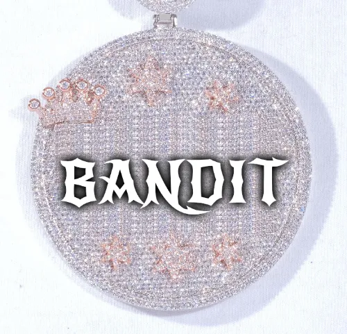 CUSTOM LETTER NECKLACE 3D BIG CROWN DISC sold by The GUU Shop