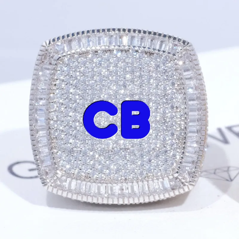 CUSTOM LETTER 3D ICED RING sold by The GUU Shop