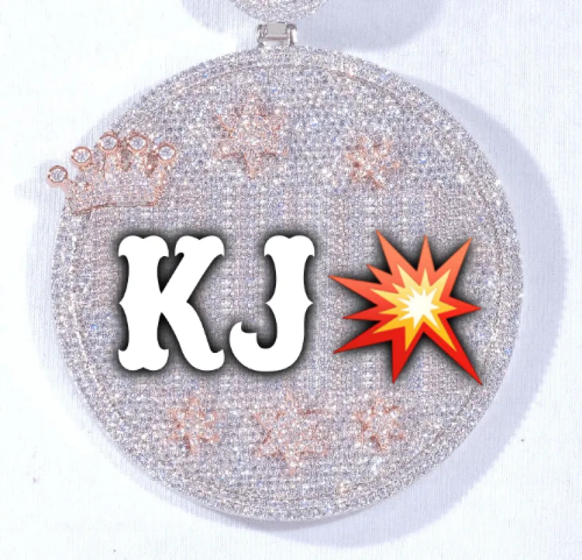 CUSTOM LETTER NECKLACE 3D BIG CROWN DISC sold by The GUU Shop