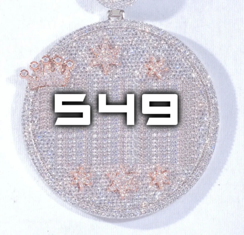 CUSTOM LETTER NECKLACE 3D BIG CROWN DISC sold by The GUU Shop