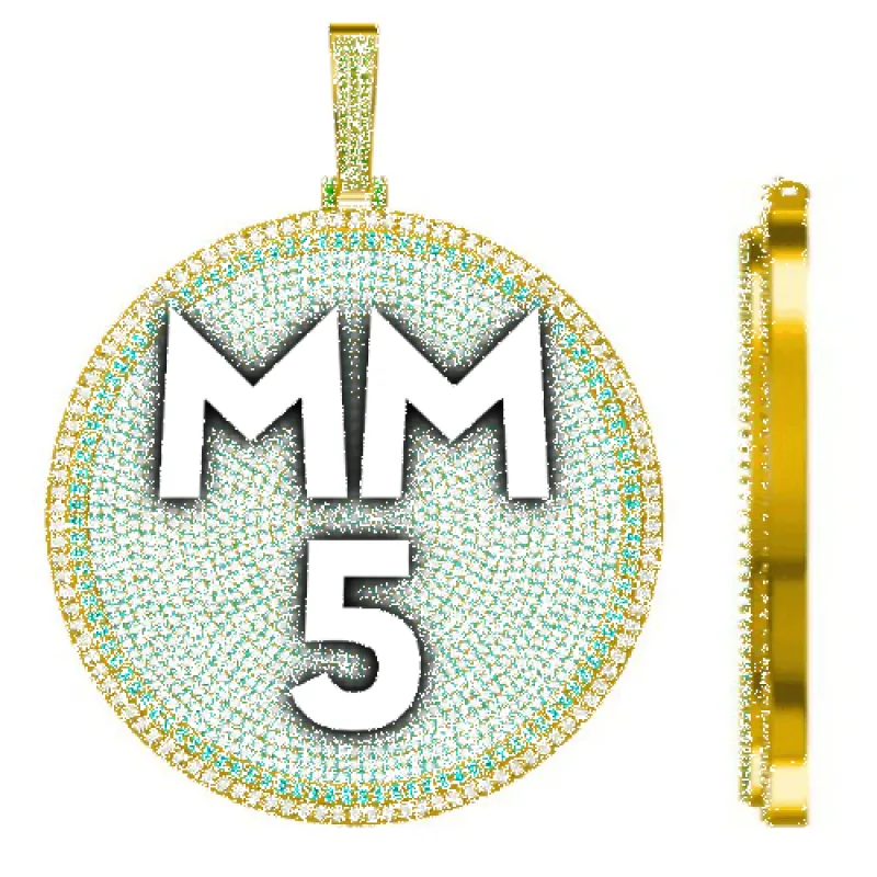 CUSTOM LETTER NECKLACE 3D BIG DISC sold by The GUU Shop