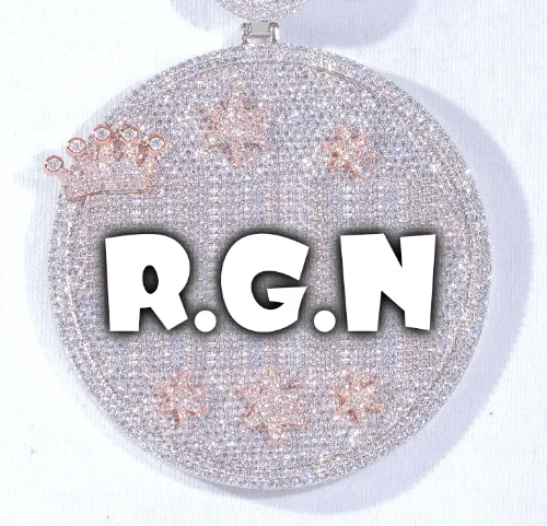 CUSTOM LETTER NECKLACE 3D BIG CROWN DISC sold by The GUU Shop