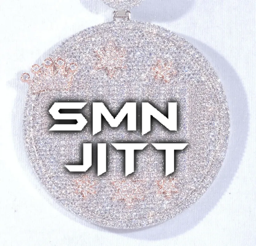 CUSTOM LETTER NECKLACE 3D BIG CROWN DISC sold by The GUU Shop