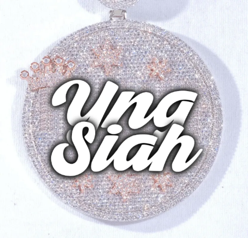 CUSTOM LETTER NECKLACE 3D BIG CROWN DISC sold by The GUU Shop