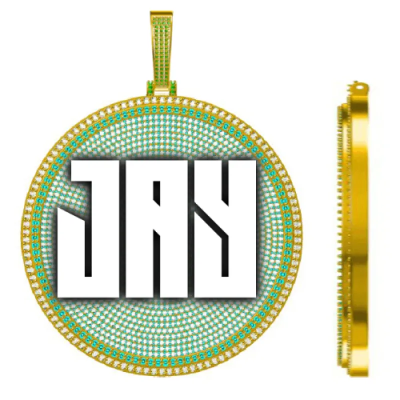 CUSTOM LETTER NECKLACE 3D BIG DISC sold by The GUU Shop