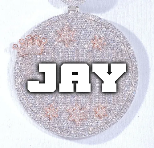 CUSTOM LETTER NECKLACE 3D BIG CROWN DISC sold by The GUU Shop