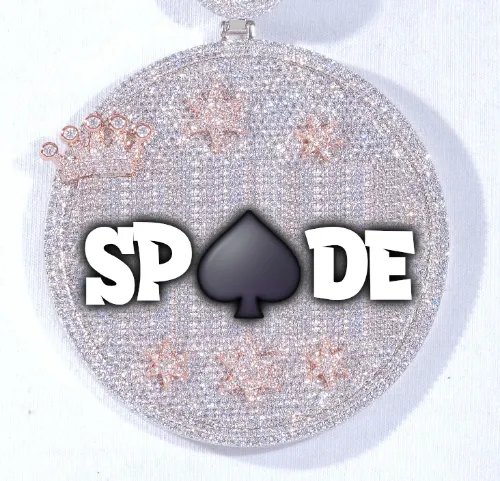 CUSTOM LETTER NECKLACE 3D BIG CROWN DISC sold by The GUU Shop