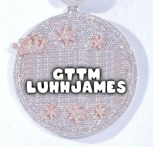 CUSTOM LETTER NECKLACE 3D BIG CROWN DISC sold by The GUU Shop