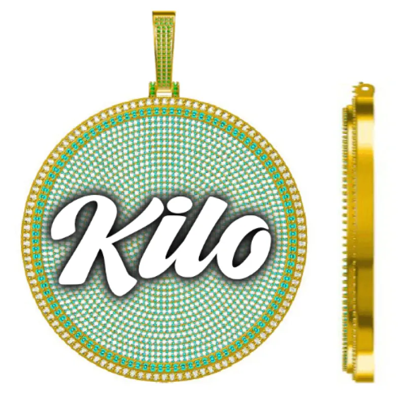 CUSTOM LETTER NECKLACE 3D BIG DISC sold by The GUU Shop