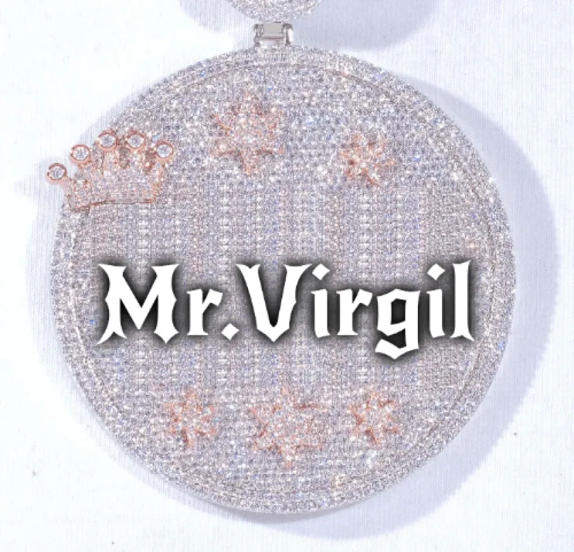 CUSTOM LETTER NECKLACE 3D BIG CROWN DISC sold by The GUU Shop