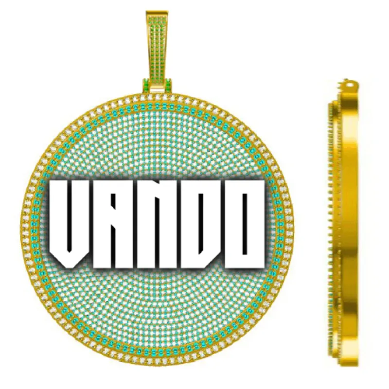 CUSTOM LETTER NECKLACE 3D BIG DISC sold by The GUU Shop