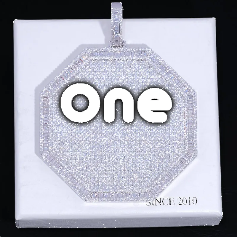 CUSTOM LETTER NECKLACE 3D BIG OCTAGON sold by The GUU Shop