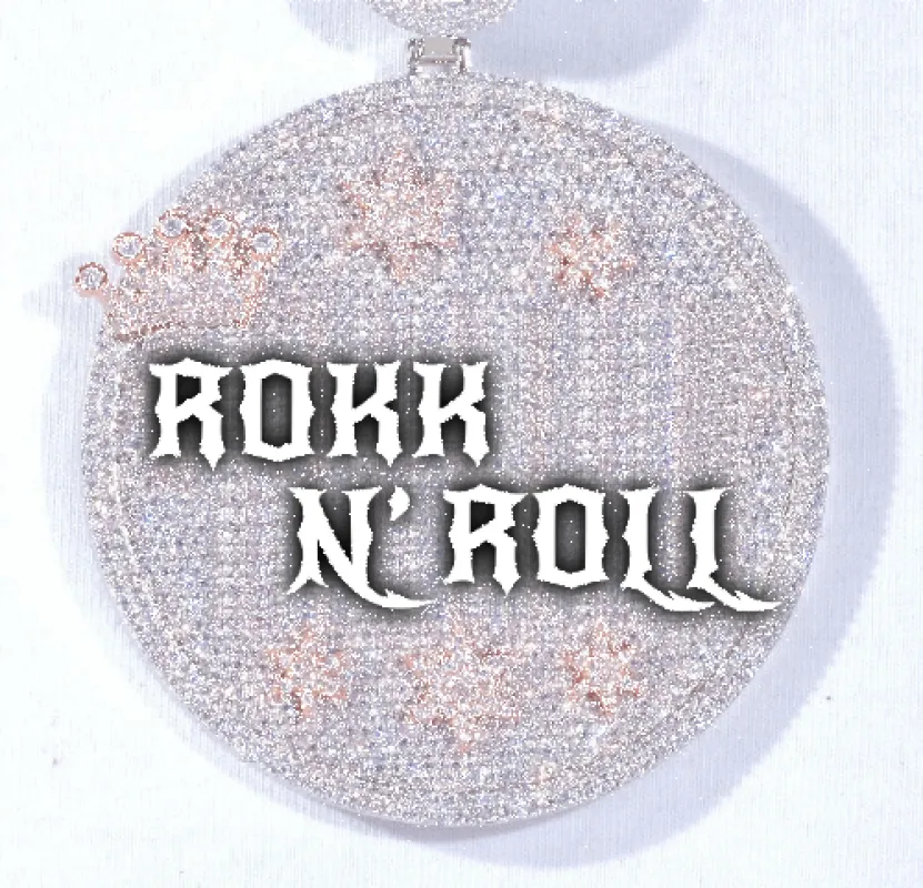 CUSTOM LETTER NECKLACE 3D BIG CROWN DISC sold by The GUU Shop