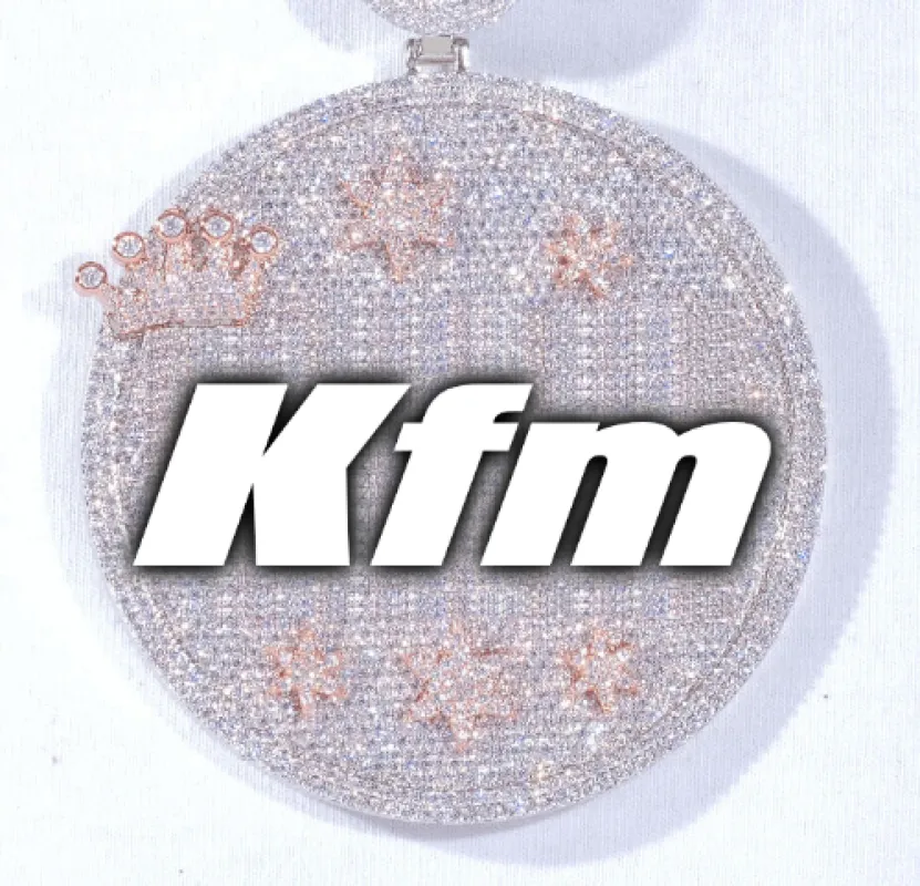 CUSTOM LETTER NECKLACE 3D BIG CROWN DISC sold by The GUU Shop